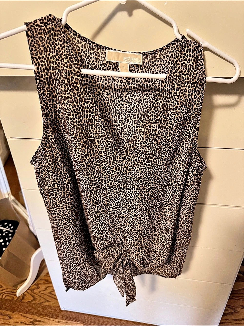 Michael Kors Leopard Print Tie Hem Blouse